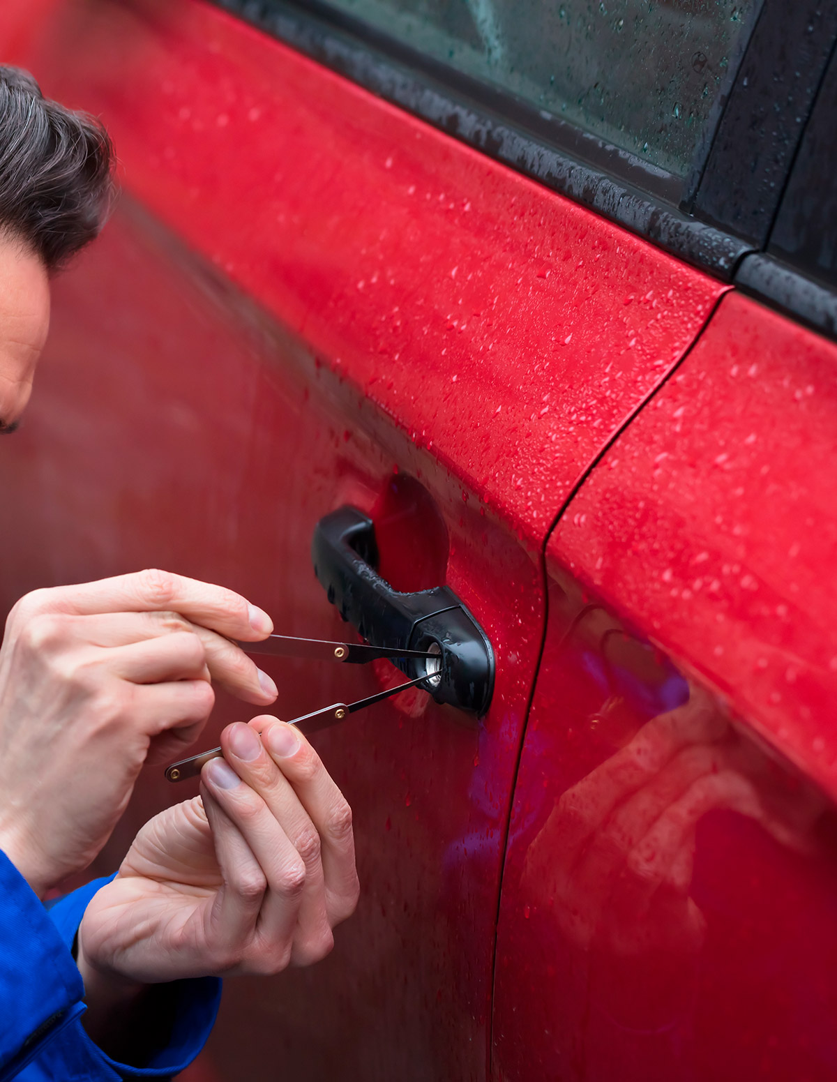 Technician working on vehicle ignition